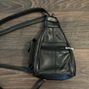 Black triangle backpack purse